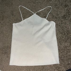 Zara cream front cross ribbed tank medium